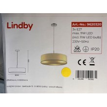 Lindby - Pendel SEBATIN 3xE27/11W/230V