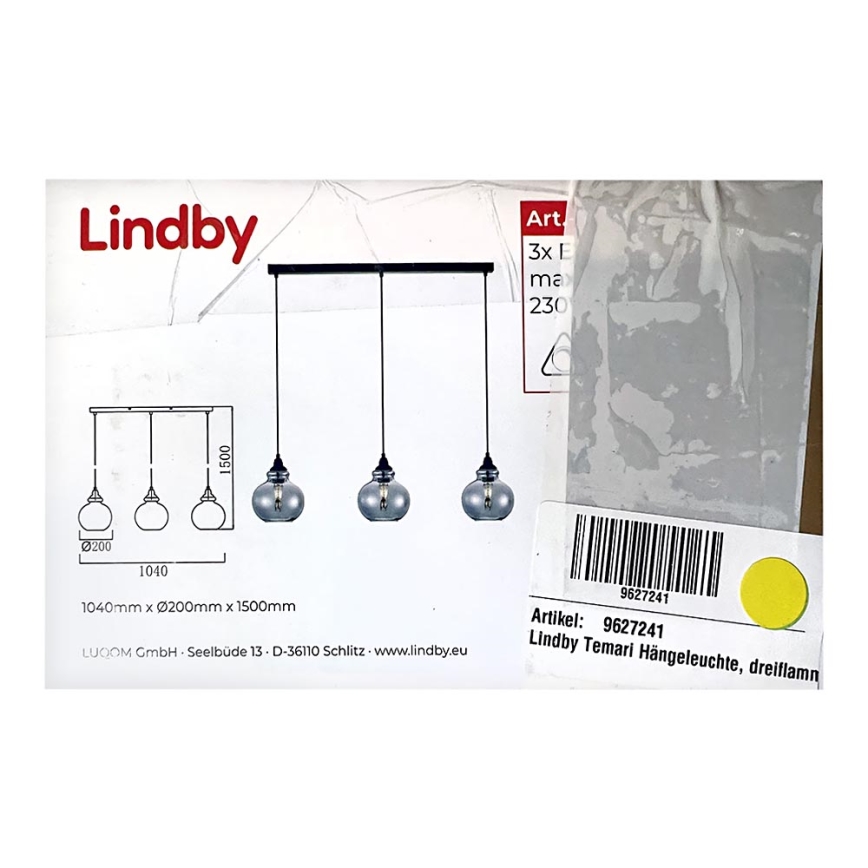 Lindby - Pendel TEMARI 3xE27/60W/230V