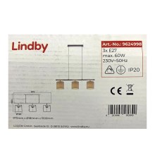 Lindby - Pendel ZALIA 3xE27/60W/230V
