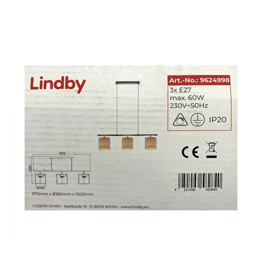 Lindby - Pendel ZALIA 3xE27/60W/230V