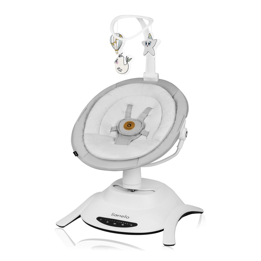 Lionelo - Babygynge med melodi 2-i-1 BELLA 4xAA Grå Beton + fjernbetjening