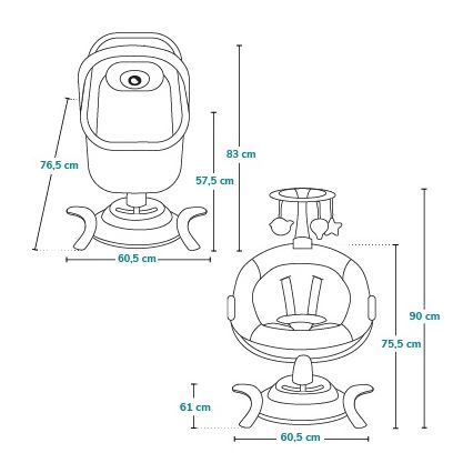 Lionelo - Babygynge med melodi 2-i-1 BELLA 4xAA Grå Beton + fjernbetjening