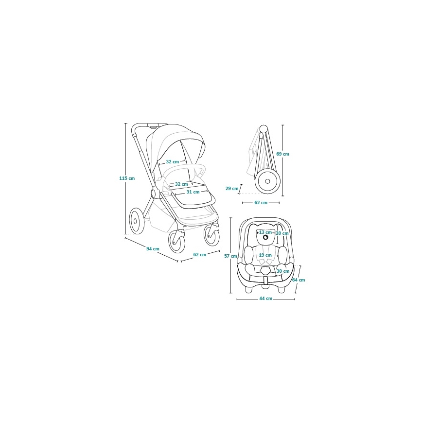 Lionelo - 3-i-1 kombivogn LAYLA Grøn Skov