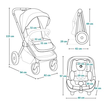Lionelo - 3-i-1 kombivogn LAYLA rustbrun