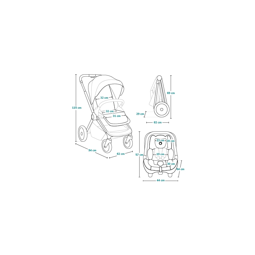 Lionelo - 3-i-1 kombivogn LAYLA rustbrun