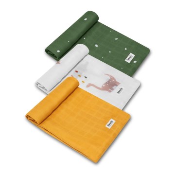 Lionelo - 3 stk Bambusbleer BAMBOO SET 70x70 cm Dino
