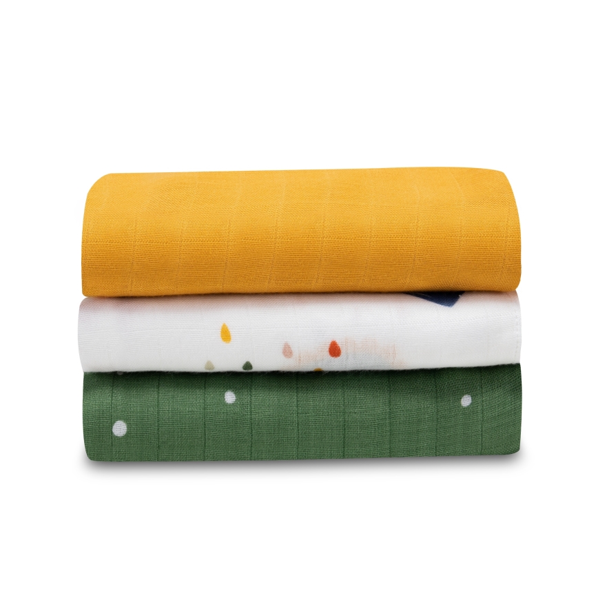Lionelo - 3 stk Bambusbleer BAMBOO SET 70x70 cm Dino