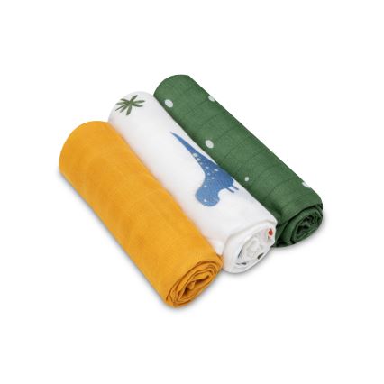 Lionelo - 3 stk Bambusbleer BAMBOO SET 70x70 cm Dino