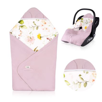 Lionelo - Autodecke TRAVEL SWADDLE 90x90 cm Pink Flower
