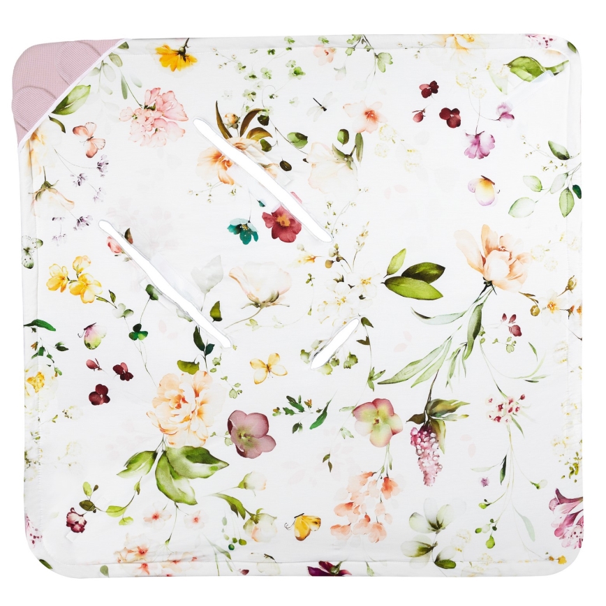 Lionelo - Autodecke TRAVEL SWADDLE 90x90 cm Pink Flower