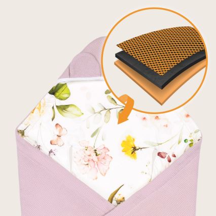 Lionelo - Autodecke TRAVEL SWADDLE 90x90 cm Pink Flower