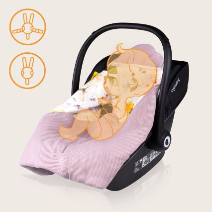 Lionelo - Autodecke TRAVEL SWADDLE 90x90 cm Pink Flower