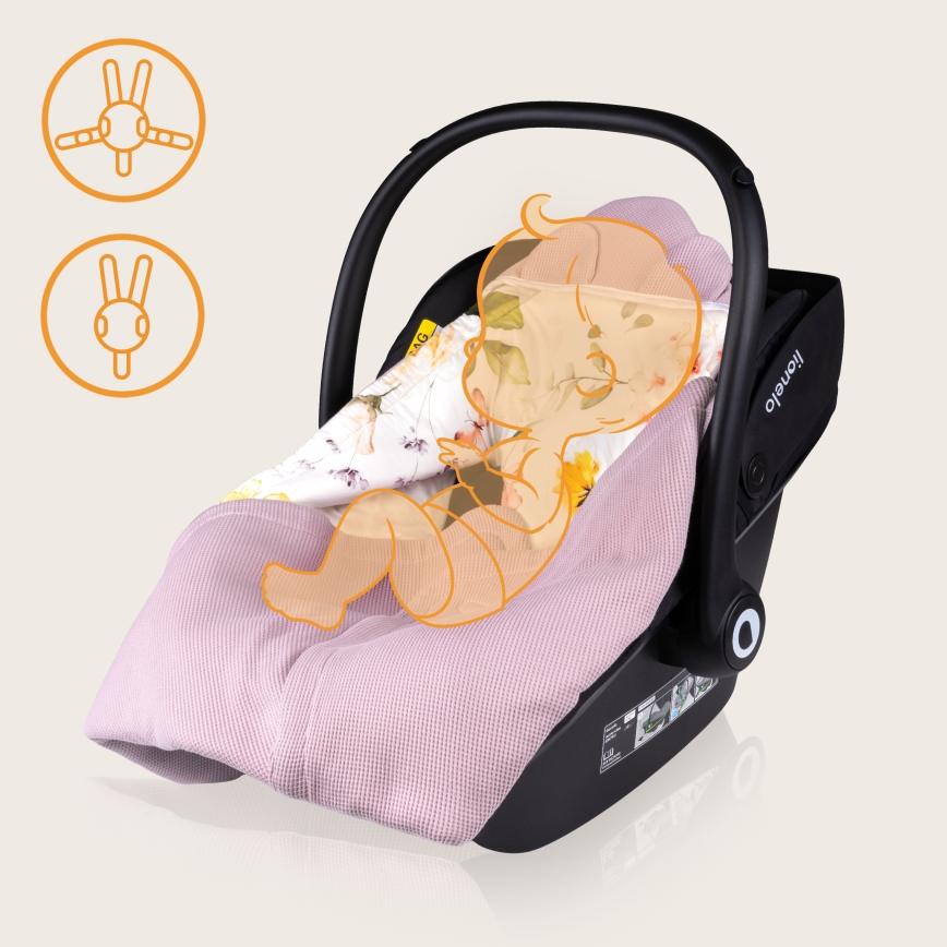 Lionelo - Autodecke TRAVEL SWADDLE 90x90 cm Pink Flower