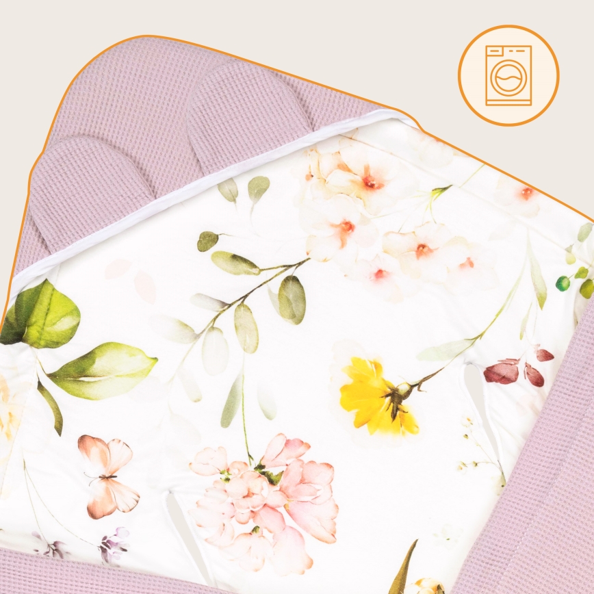Lionelo - Autodecke TRAVEL SWADDLE 90x90 cm Pink Flower