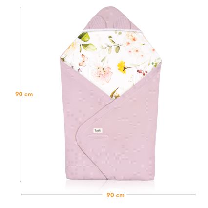 Lionelo - Autodecke TRAVEL SWADDLE 90x90 cm Pink Flower