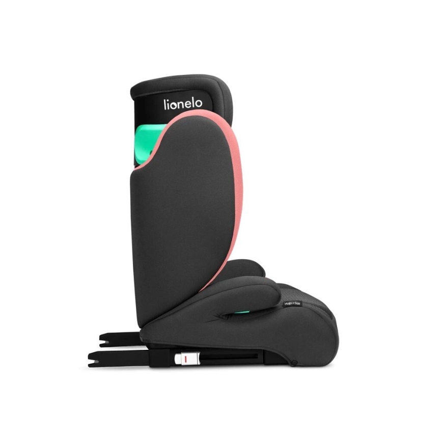 Lionelo - Autostol HUGO i-Size 100-150 cm sort/lyserød