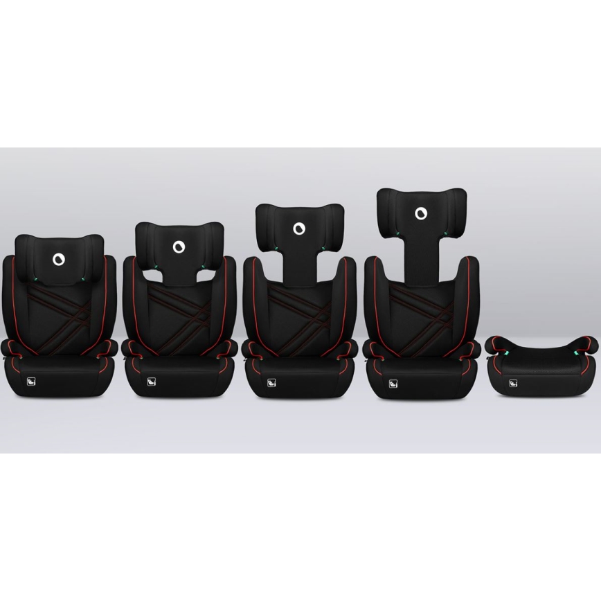 Lionelo - Autostol HUGO i-Size 100-150 cm sort/rød