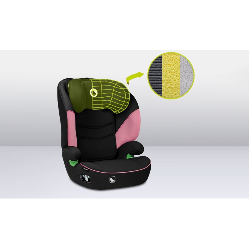 Lionelo - Autostol LARS i-Size 100-150 cm sort/rosa