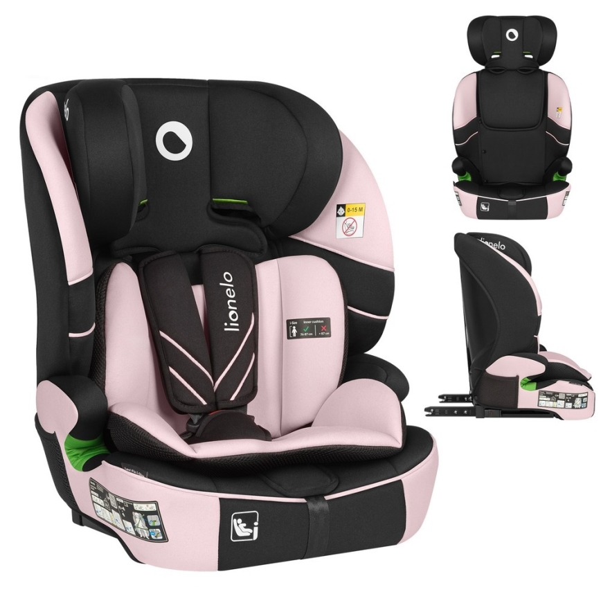 Lionelo - Autostol LEVI FIX i-Size 76-150 cm Baby Pink