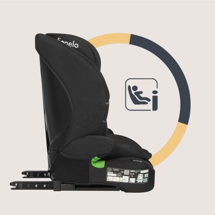Lionelo - Autostol LEVI FIX i-Size 76-150 cm Black Carbon