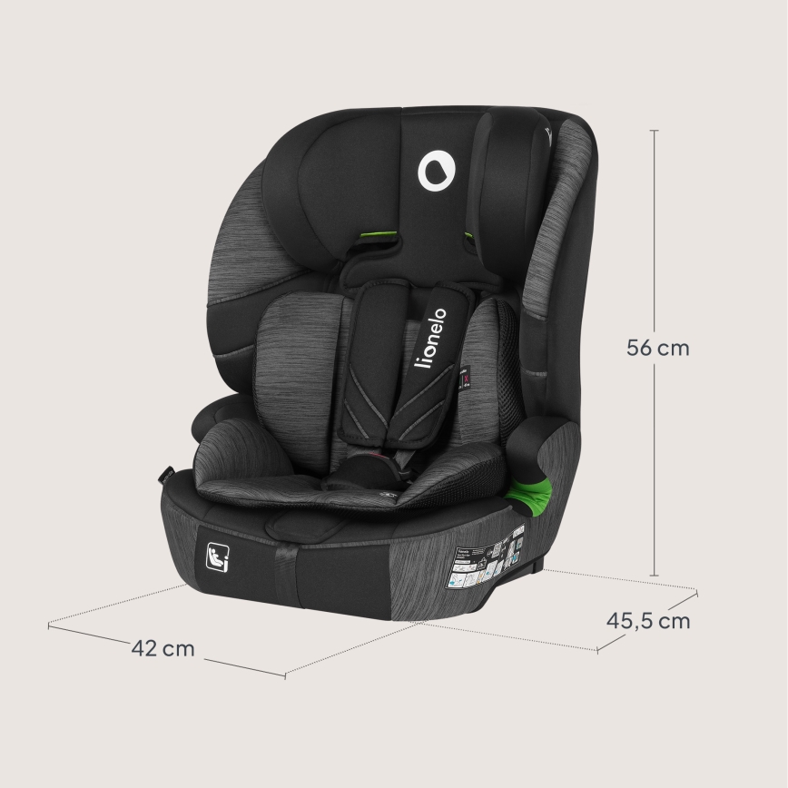 Lionelo - Autostol LEVI FIX i-Size 76-150 cm Grey Stone
