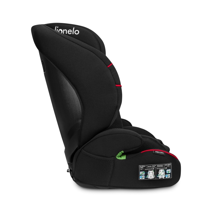 Lionelo - Autostol LEVI i-Size 76-150 cm Sportslig sort