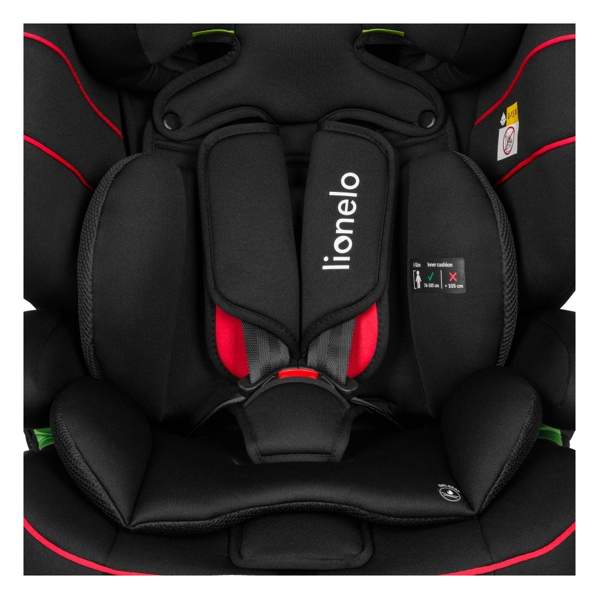 Lionelo - Autostol LEVI i-Size 76-150 cm Sportslig sort