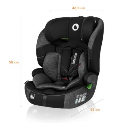 Lionelo - Autostol LEVI ONE i-Size 76-150 cm sort/grå