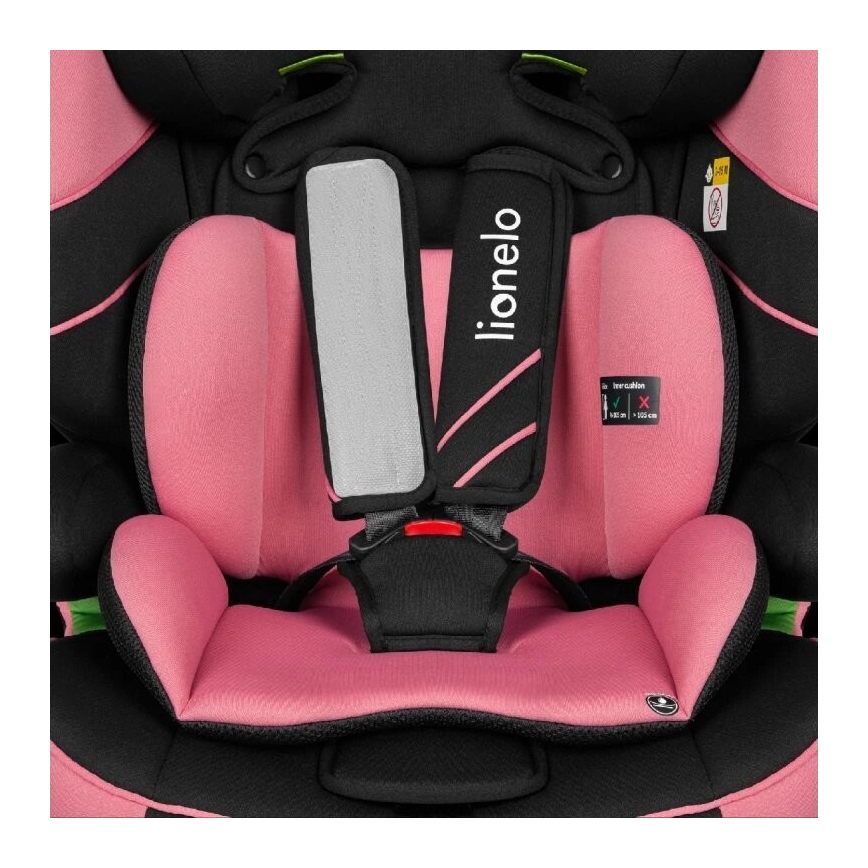 Lionelo - Autostol LEVI ONE i-Str. 76-150 cm sort/lyserød