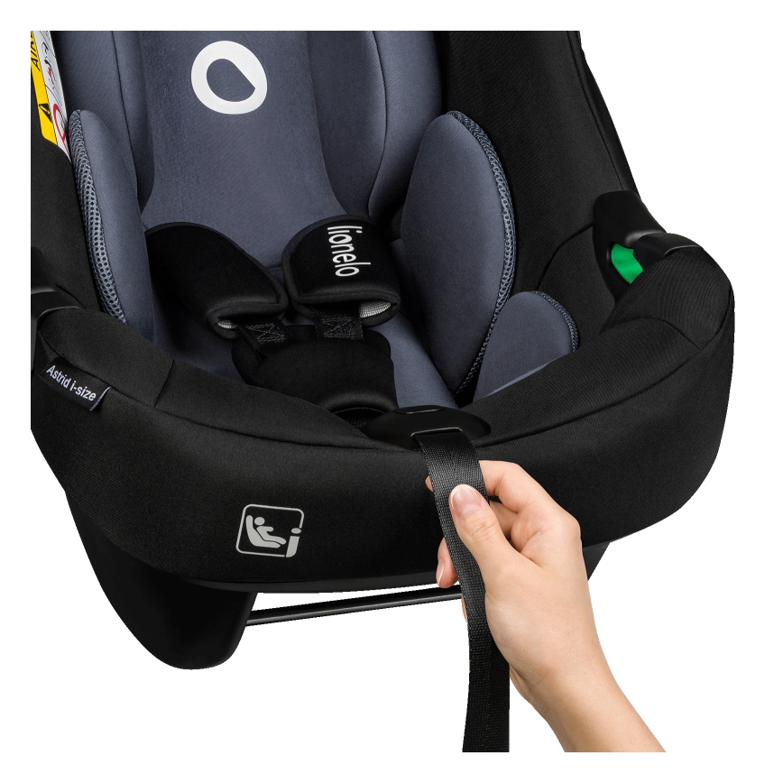 Lionelo - Autostol med base ASTRID SET i-Size 40-87 cm Sort/Grå