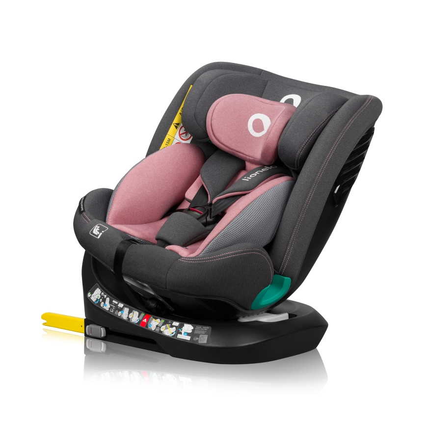 Lionelo - Autostol med drejbar base BASTIAAN ONE i-Size 40-150 cm Pink Rose