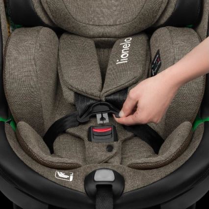 Lionelo - Autostol med base, drejelig HARMONY i-Size 40-150 cm sort/olivengrøn