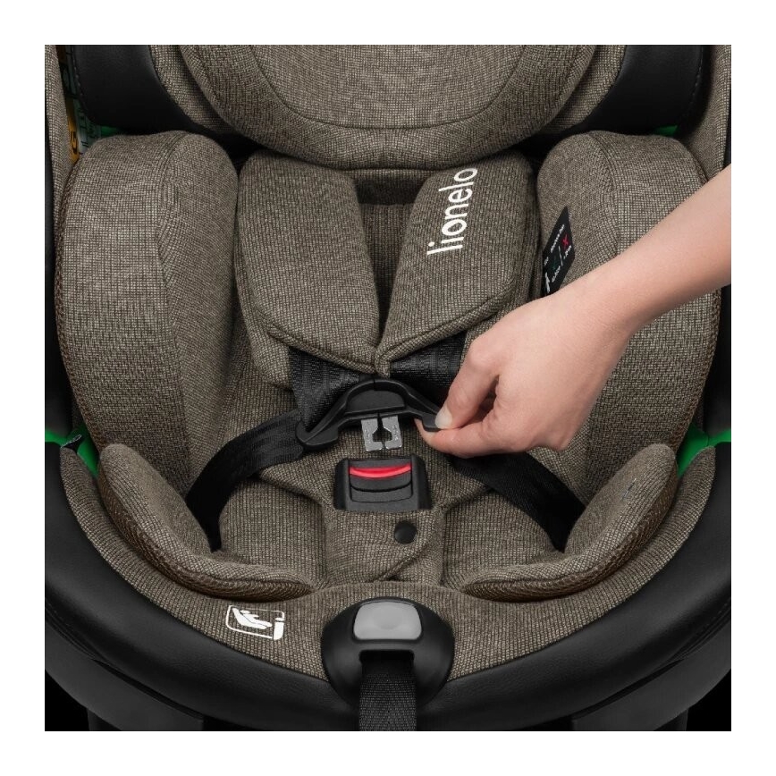 Lionelo - Autostol med base, drejelig HARMONY i-Size 40-150 cm sort/olivengrøn