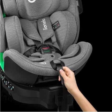 Lionelo - Autostol med base drejeligt HARMONY i-Str. 40-150 cm sort/grå