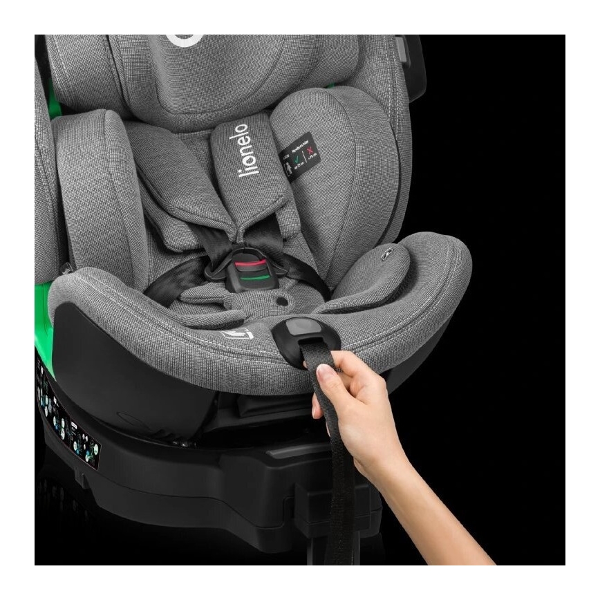 Lionelo - Autostol med base drejeligt HARMONY i-Str. 40-150 cm sort/grå
