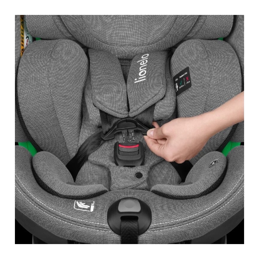 Lionelo - Autostol med base drejeligt HARMONY i-Str. 40-150 cm sort/grå