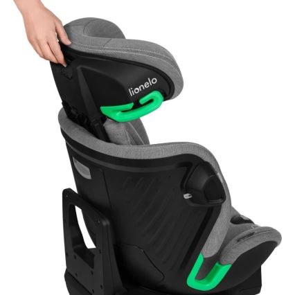 Lionelo - Autostol med base drejeligt HARMONY i-Str. 40-150 cm sort/grå
