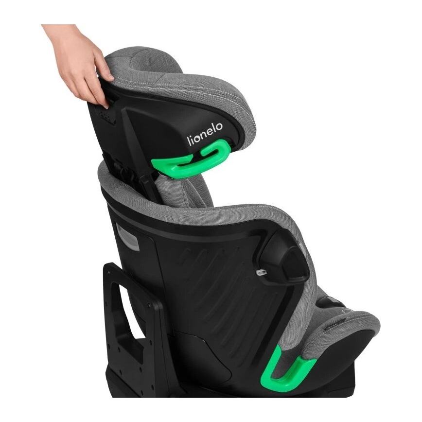 Lionelo - Autostol med base drejeligt HARMONY i-Str. 40-150 cm sort/grå