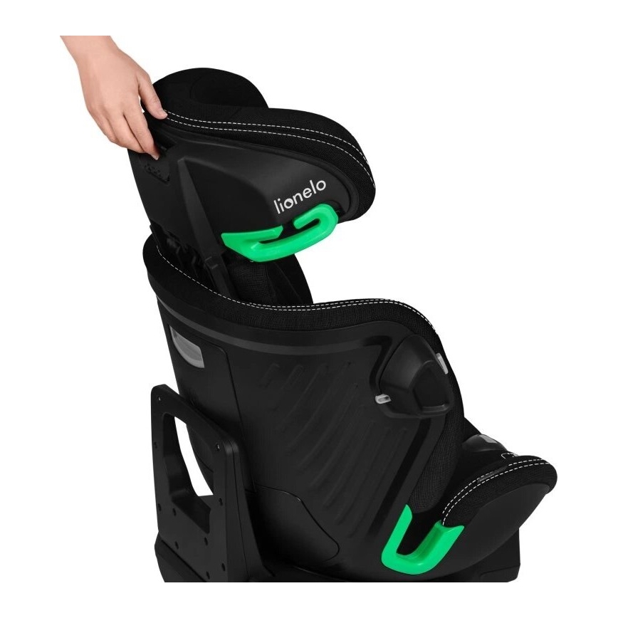 Lionelo - Autostol med base swivel HARMONY i-Str. 40-150 cm sort