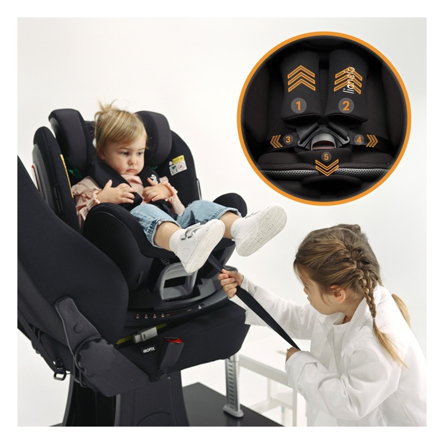 Lionelo - Drejbar autostol med base ANTOON PLUS i-Size 40-105 cm Black Onyx