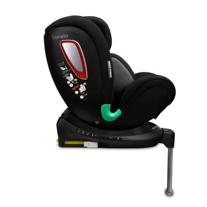 Lionelo - Drejbar autostol med base ANTOON PLUS i-Size 40-105 cm Black Onyx