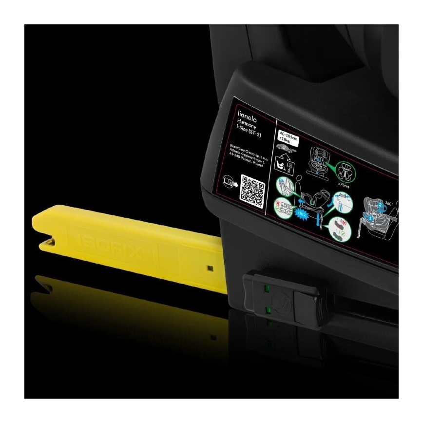 Lionelo - Autostol med drejbar base HARMONY i-Size 40-150 cm sort