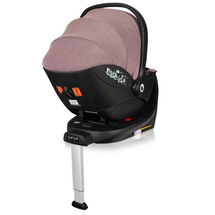 Lionelo - Autostol med drejbar base MOXIE SET i-Size 40-87 cm Pink Mauve