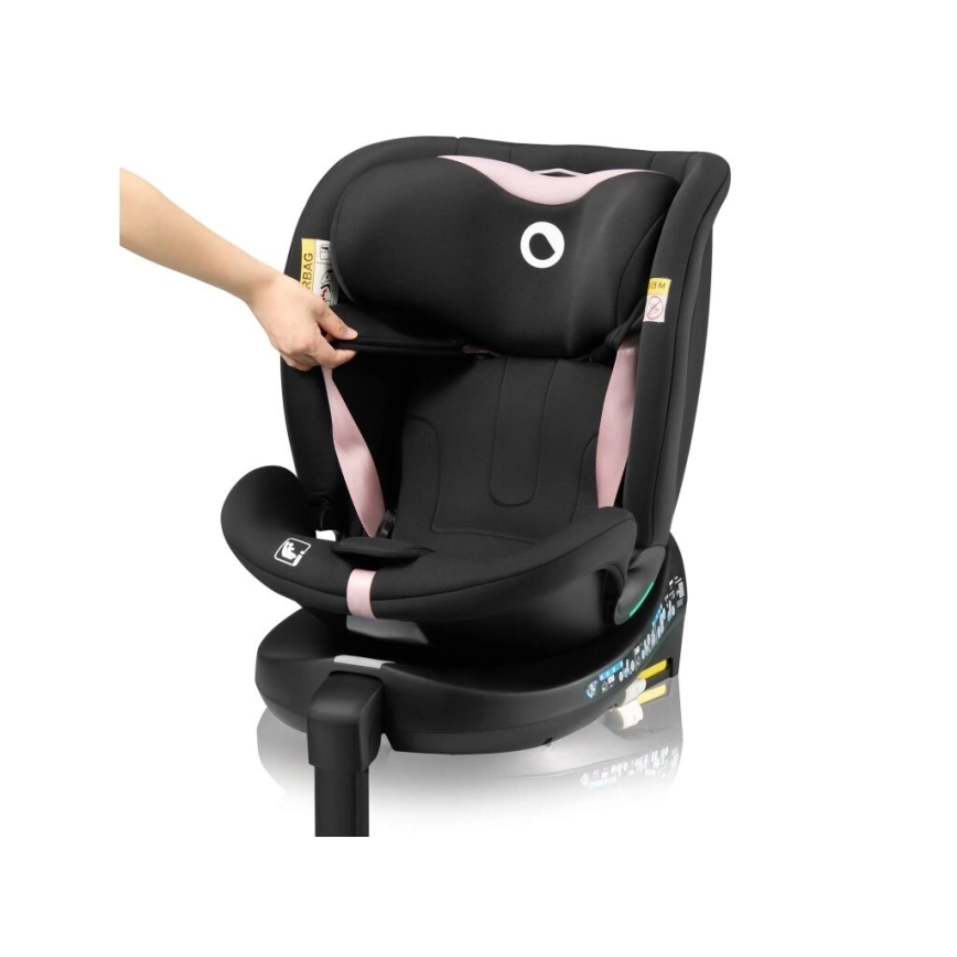 Lionelo - Autostol med drejebase NAVY i-Str. 40-150 cm sort/lyserød