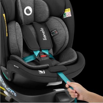 Lionelo - Autostol med drejebase NAVY i-Str. 40-150 cm sort/turkis