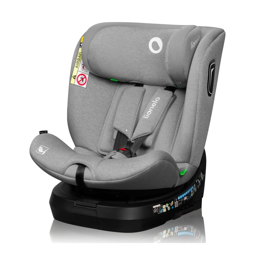 Lionelo - Autostol med drejelig base BRAVE i-Size 40-150 cm Grey Stone