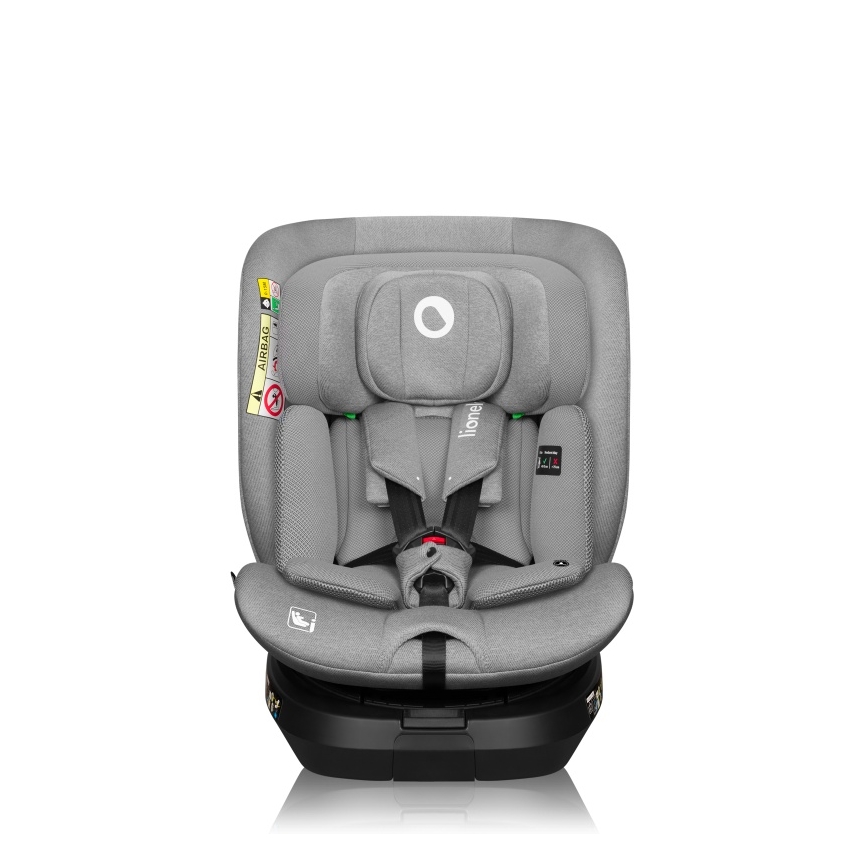Lionelo - Autostol med drejelig base BRAVE i-Size 40-150 cm Grey Stone