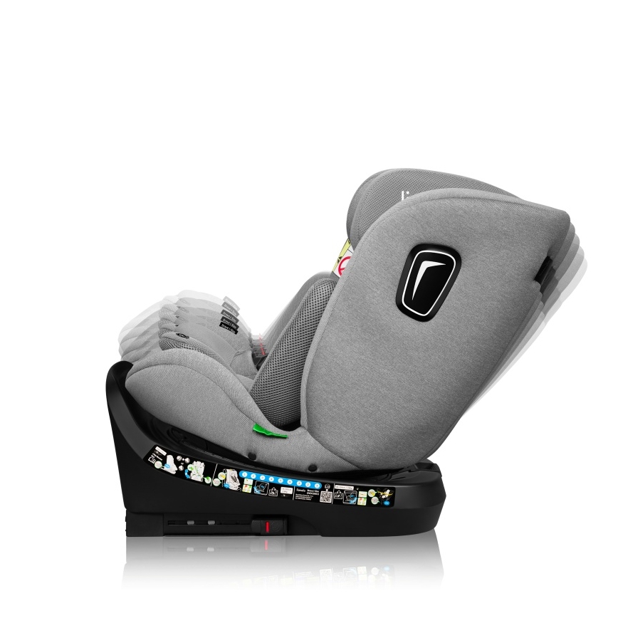Lionelo - Autostol med drejelig base BRAVE i-Size 40-150 cm Grey Stone