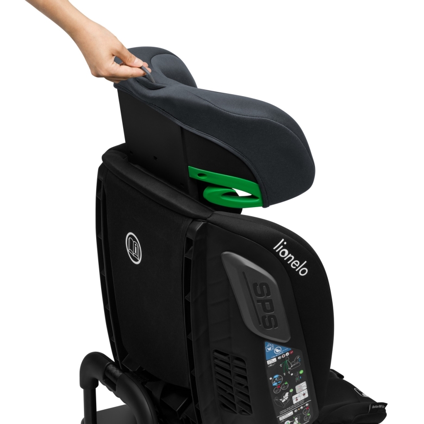 Lionelo - Autostol med roterbar base BASTIAAN i-Size 40-150 cm Grå Sten