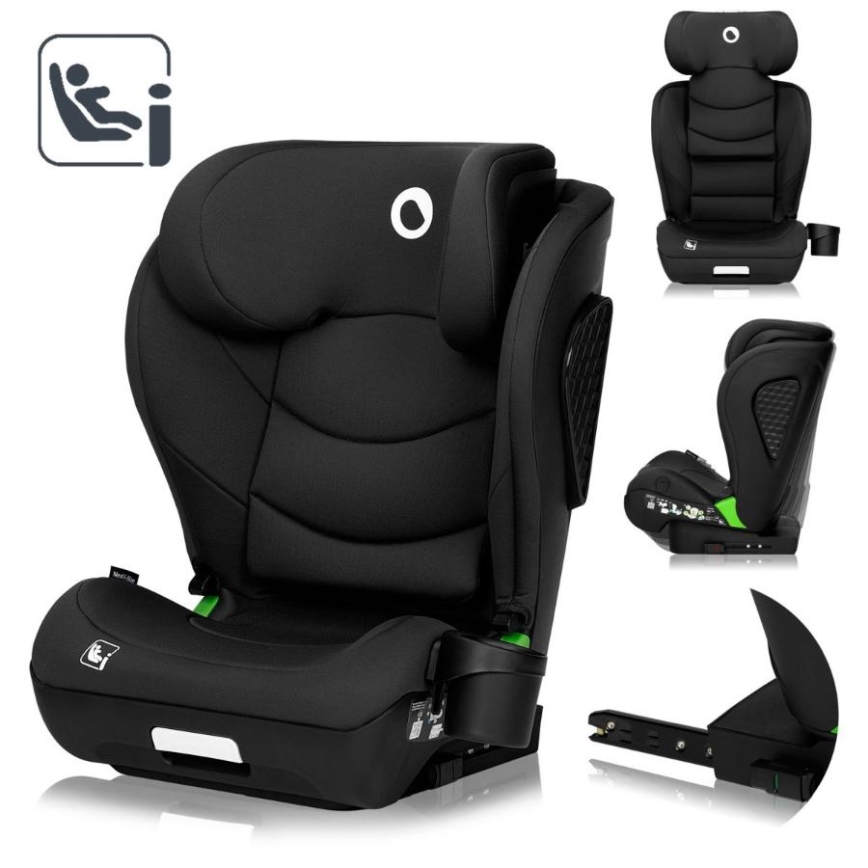 Lionelo - Autostol NEAL i-Size 100-150 cm Sort Kulstof